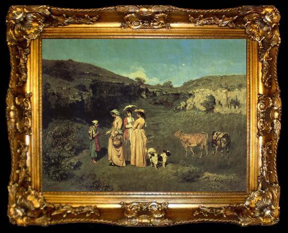 framed  Gustave Courbet Les Demoiselles de Village, ta009-2